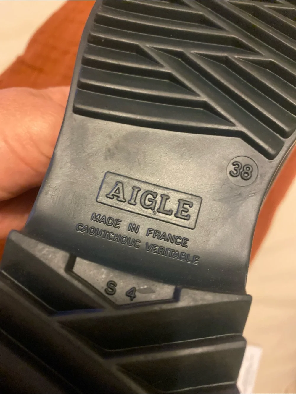 Aigle Black Rain Boots with Cream Trim